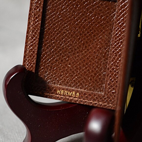 Hermes Bifold Mini Photo Holder Photo Case - Brown Leather - Picture 3 of 5